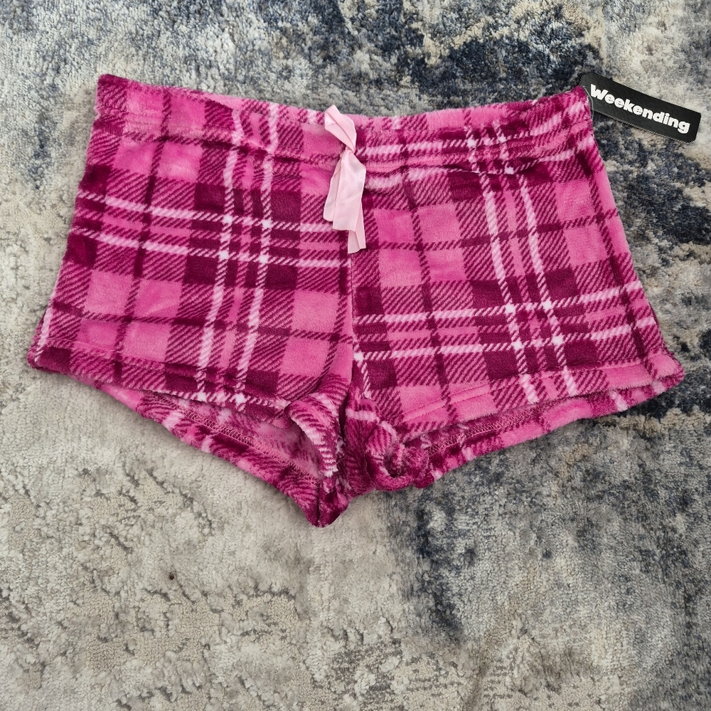Pink Plaid Women's Pajama Shorts